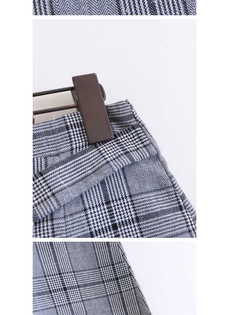 Fashion Gray Grid Pattern Decorated Skirt,Skirts