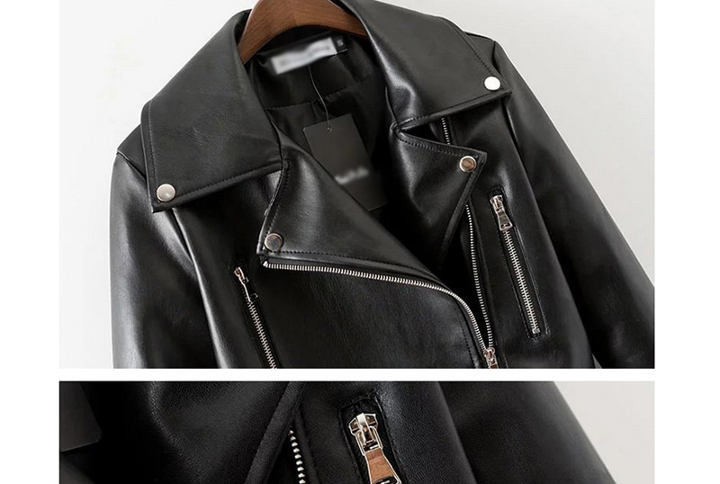 Fashion Black Zipper Shape Decorated Jacket,Coat-Jacket