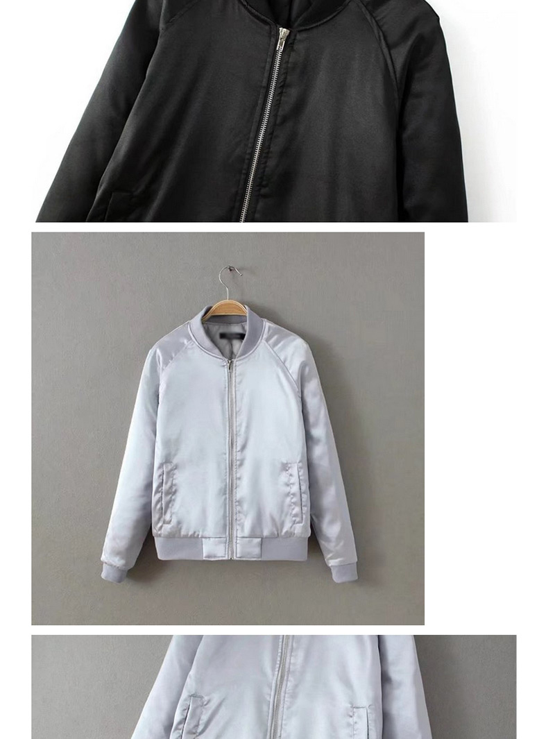 Fashion Silver Color Pure Color Decorated Jacket,Coat-Jacket
