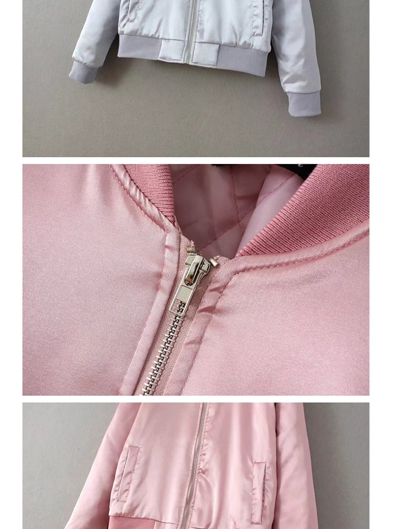 Fashion Pink Pure Color Decorated Jacket,Coat-Jacket