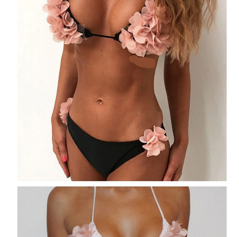 Fashion Black Flower Decorated Swimwear,Bikini Sets