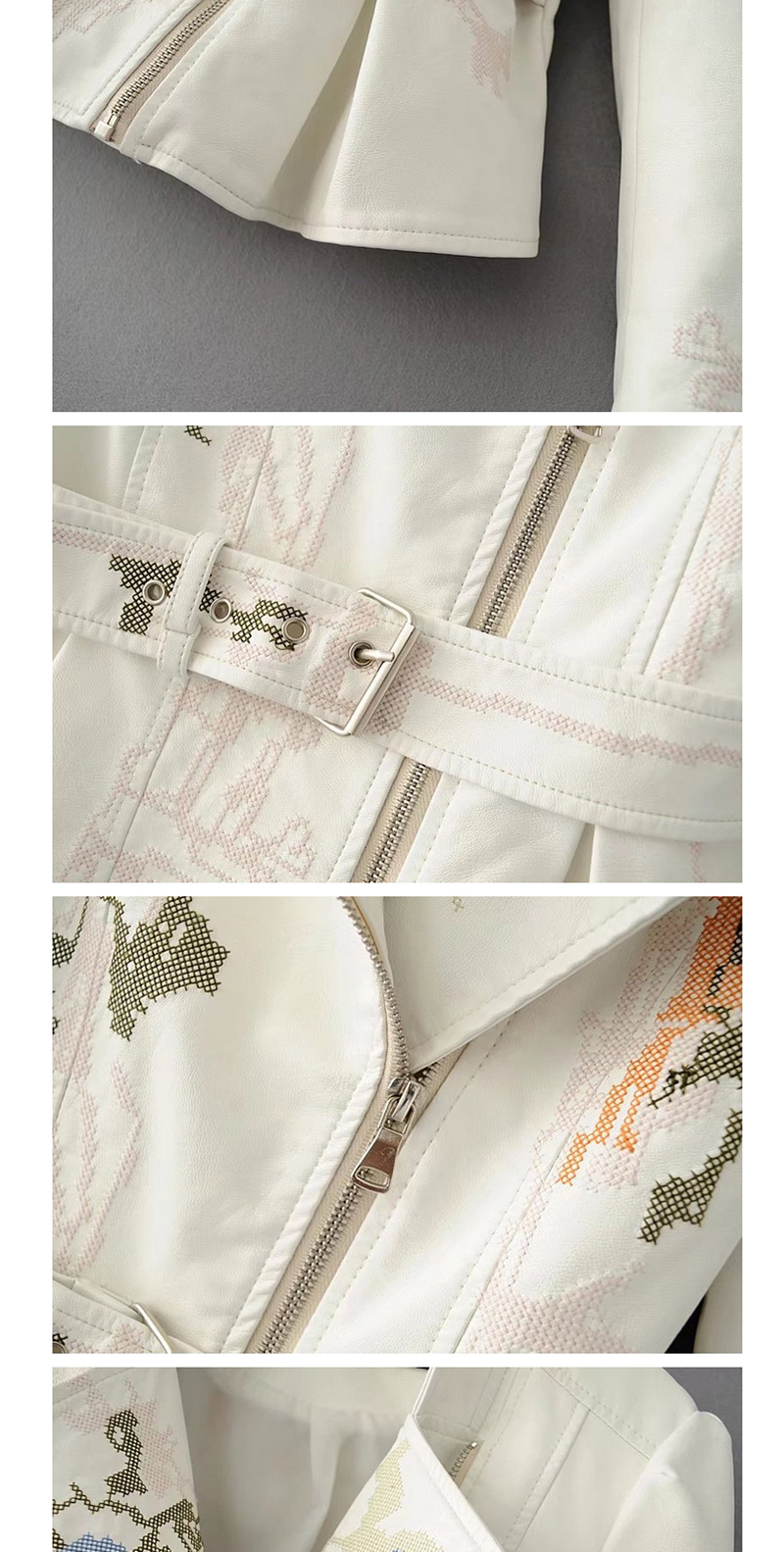 Fashion White Flower Pattern Decorated Jacket,Coat-Jacket