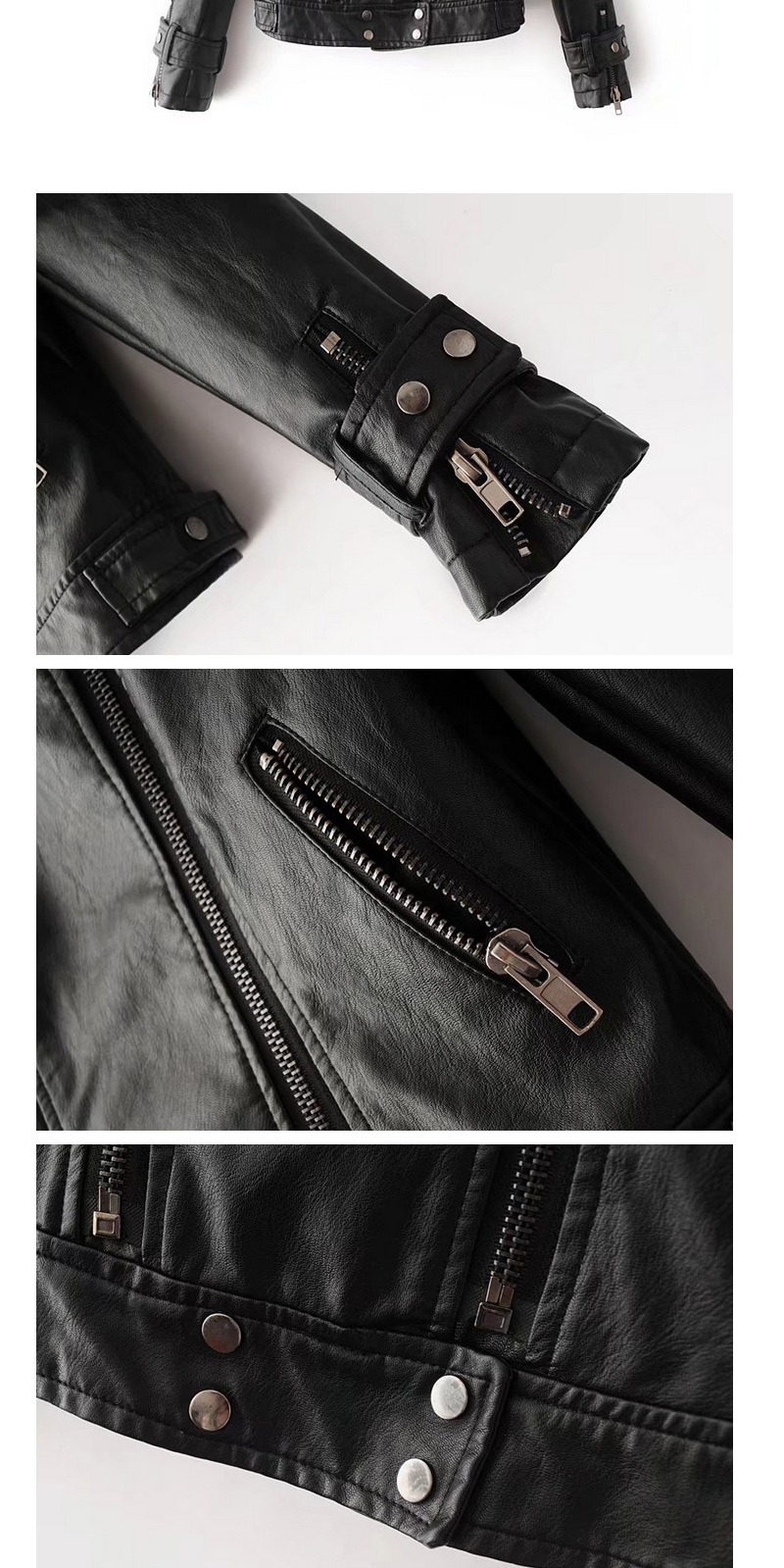 Fashion Black Zipper Decorated Jacket,Coat-Jacket