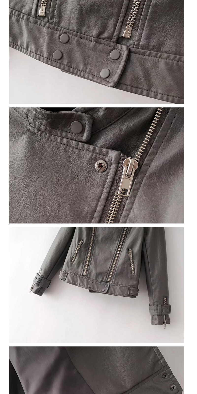 Fashion Black Zipper Decorated Jacket,Coat-Jacket