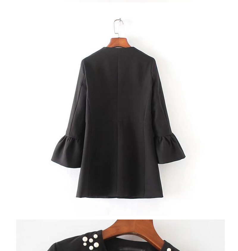 Fashion Black Pearl Decorated Coat,Coat-Jacket