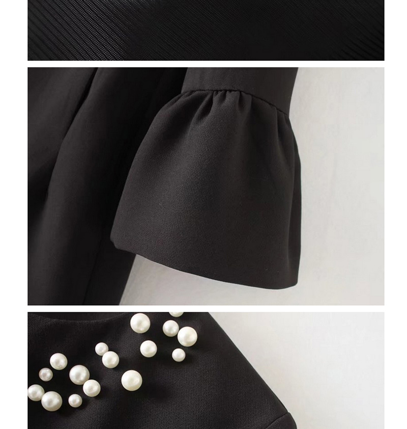 Fashion Black Pearl Decorated Coat,Coat-Jacket