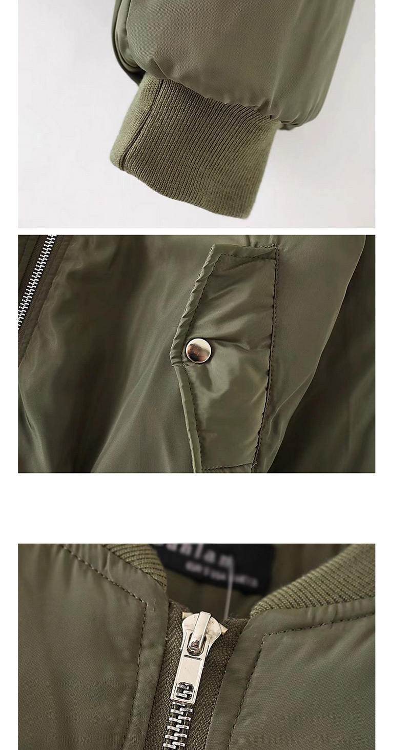 Fashion Army Green Zipper Decorated Jacket,Coat-Jacket