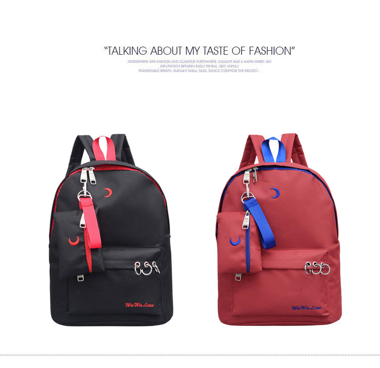 Fashion Red Circular Ring Decorated Backpack (2 Pcs),Backpack