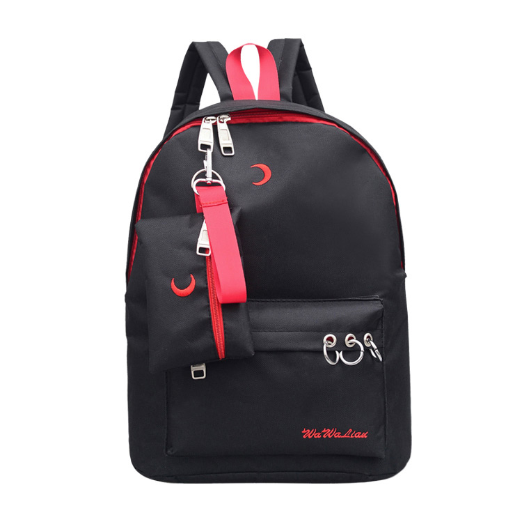 Fashion Red Circular Ring Decorated Backpack (2 Pcs),Backpack