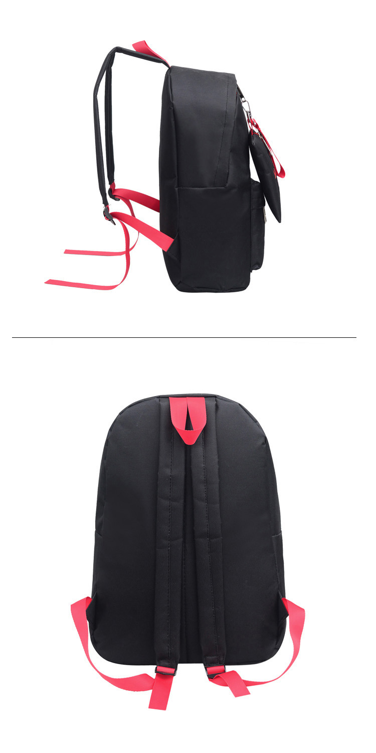 Fashion Black Circular Ring Decorated Backpack (2 Pcs),Backpack