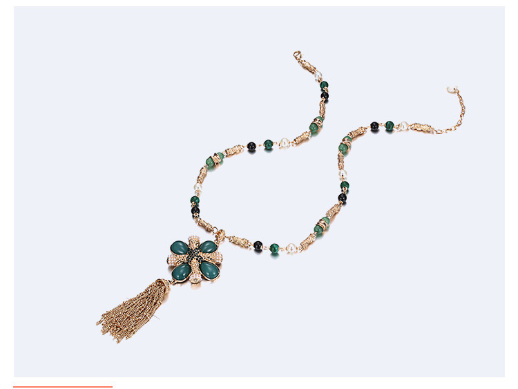 Fashion Gold Color Tassel&pearl Decorated Necklace,Pendants