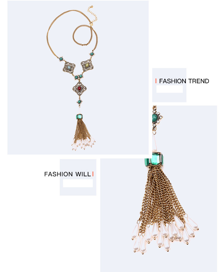 Fashion Gold Color Tassel Decorated Necklace,Multi Strand Necklaces