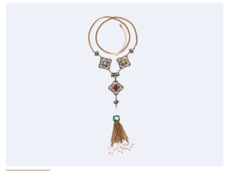 Fashion Gold Color Tassel Decorated Necklace,Multi Strand Necklaces