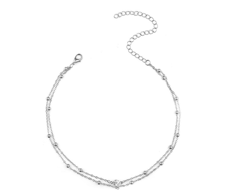 Fashion Silver Color Pure Color Decorated Double Layer Necklace,Multi Strand Necklaces