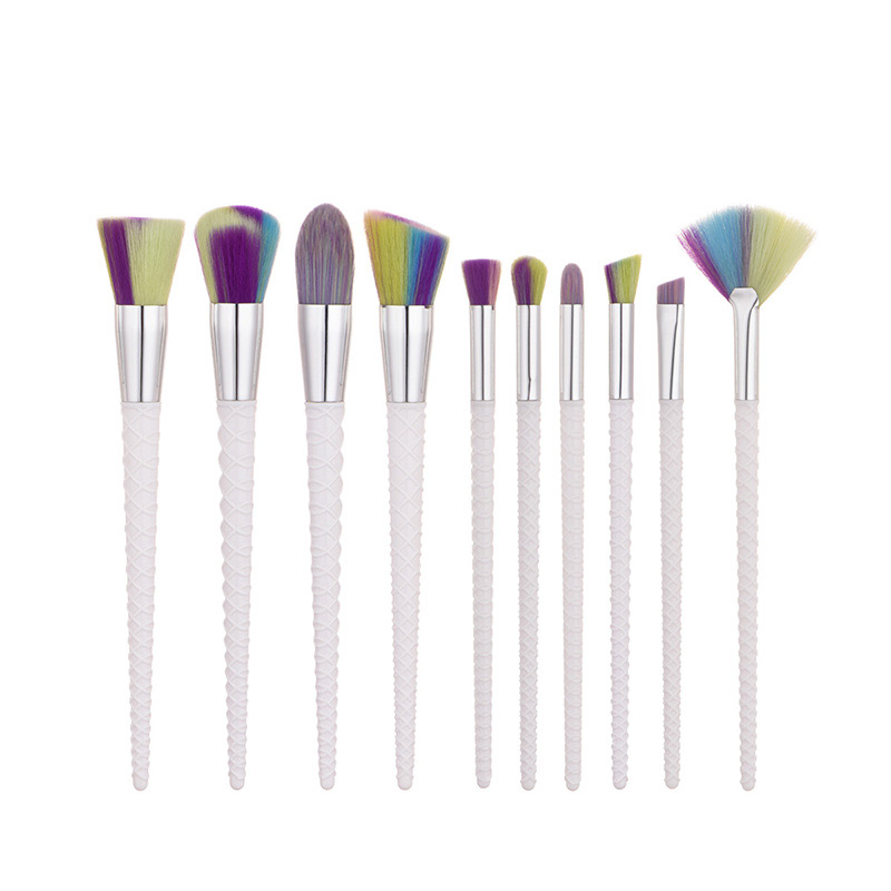 Trendy White Sector Shape Decorated Simple Makeup Brush(10pcs),Beauty tools