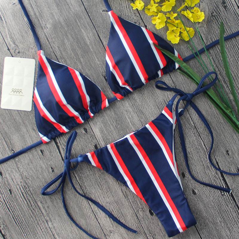 Sexy Navy Stripe Pattern Decorated Simple Bikini,Bikini Sets