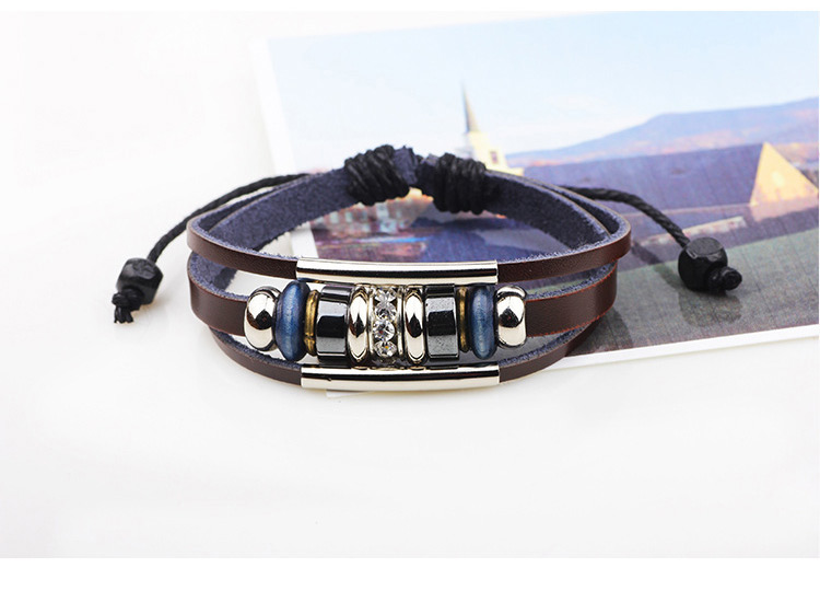 Vintage Coffee Diamond Decorated Multi-layer Bracelet,Fashion Bracelets