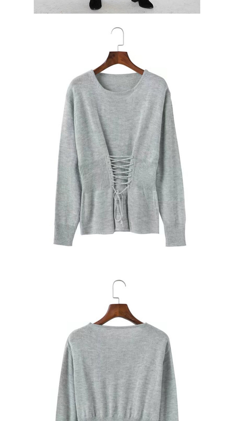 Trendy Khaki Round Neckline Design Pure Color Sweater,Sweater