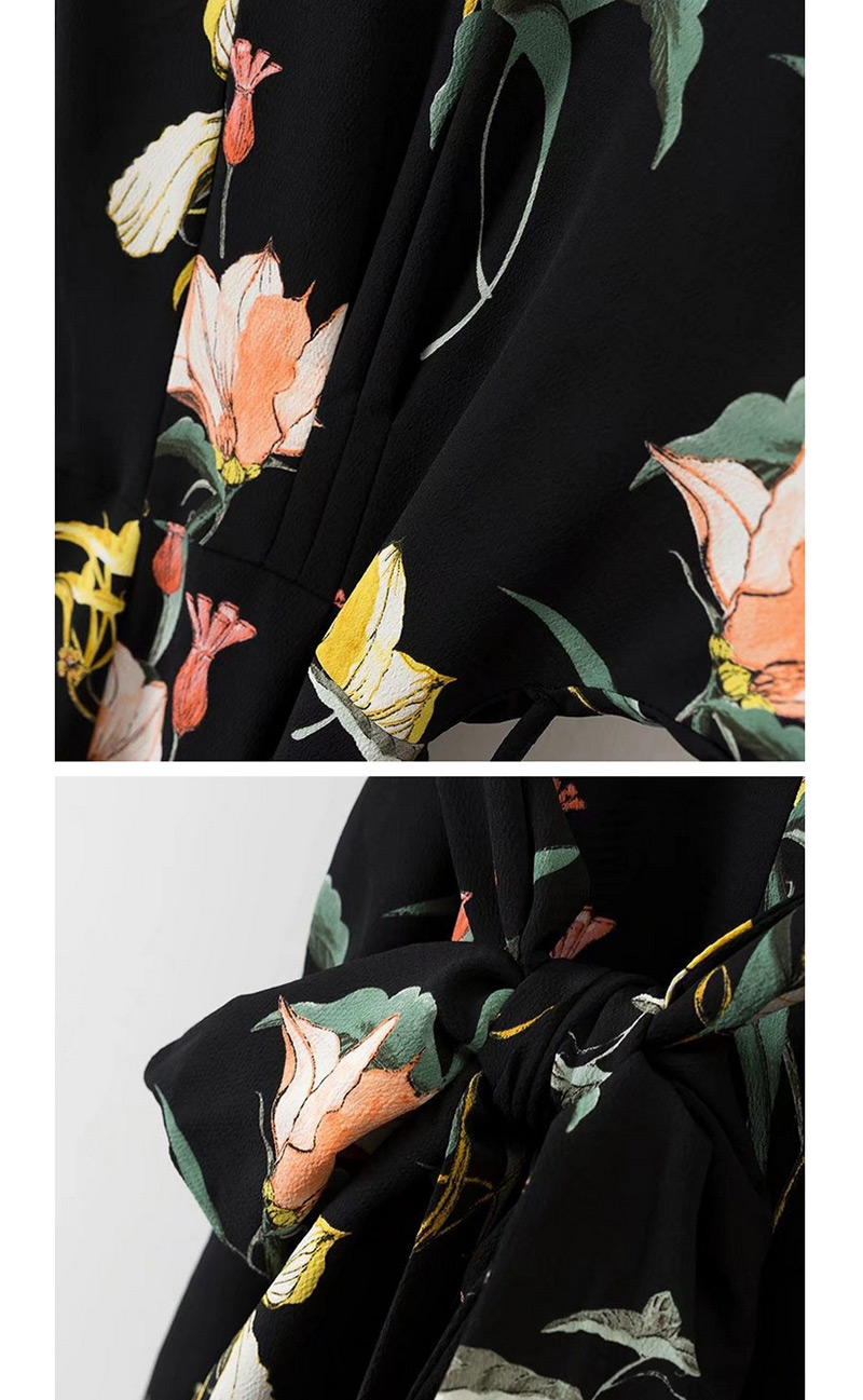 Trendy Multi-color Flower Decorated Short Sleeves Jumpsuit,Pants