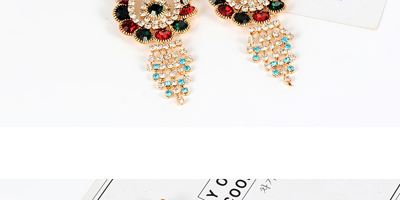 Elegant Blue+red Water Drop Shape Diamond Design Earrings,Drop Earrings