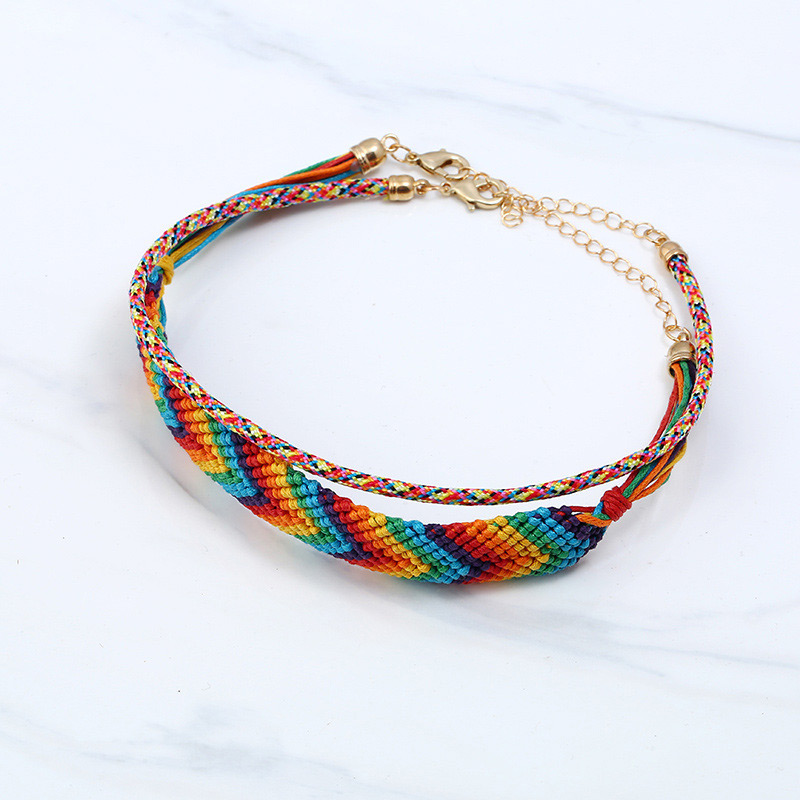 Fashion Multi-color Color Matching Decorated Double Layer Choker,Beaded Necklaces