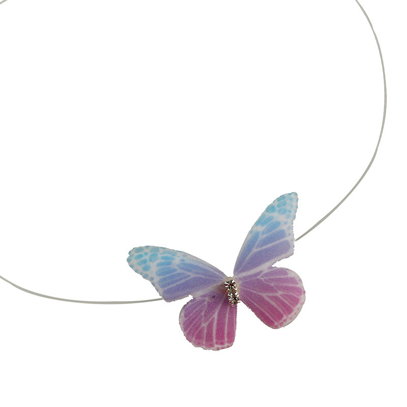 Fashion Pink Butterfly Decorated Simple Choker,Pendants