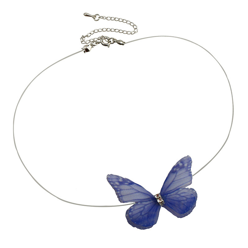 Fashion Blue Butterfly Decorated Simple Choker,Pendants