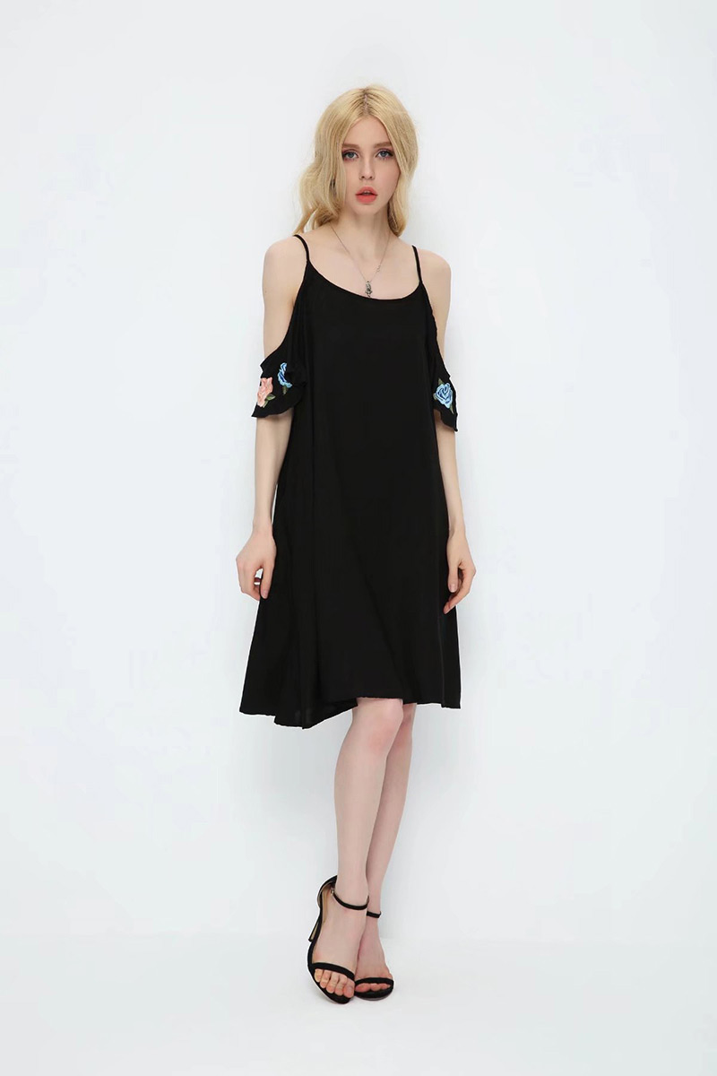 Trendy Black Flower Pattern Decorated Strapless Long Dress,Long Dress