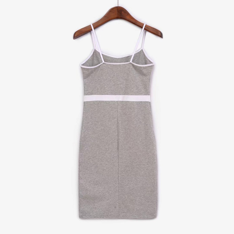Trendy Gray Pure Color Decorated Packing Hip Suspender Dress,Long Dress