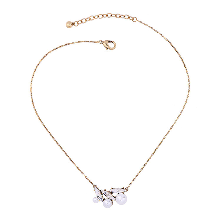 Elegant Gold Color Oval Shape Diamond Decorated Pure Color Necklace,Pendants