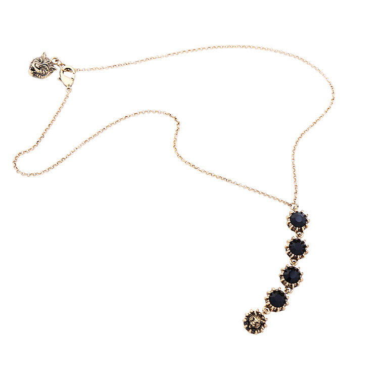 Elegant Black Tiger Head&diamond Decorated Necklace,Pendants