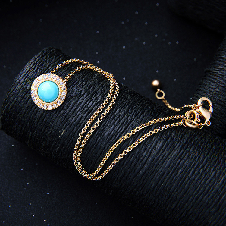 Elegant Gold Color Geometric Shape Diamond Decorated Double Layer Choker,Multi Strand Necklaces