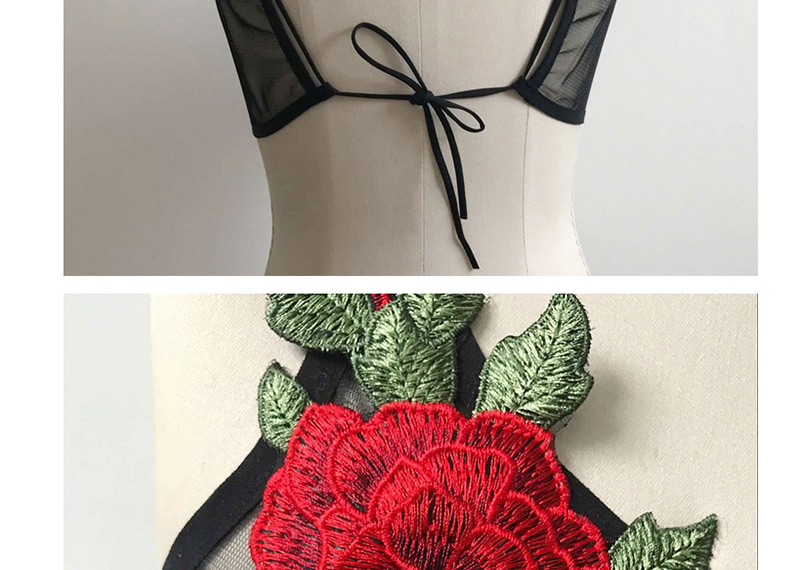 Sexy Black Embroidery Flower Decorated Simple Underwear,SLEEPWEAR & UNDERWEAR