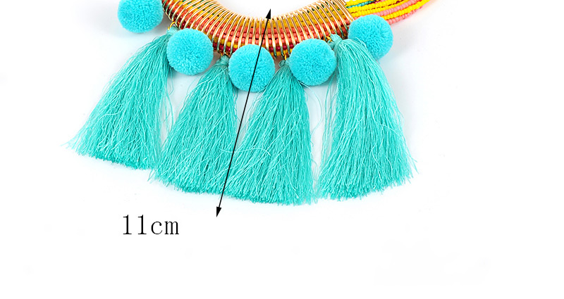 Fashion Plum Red Tassel&fuzzy Ball Decorated Necklace,Thin Scaves