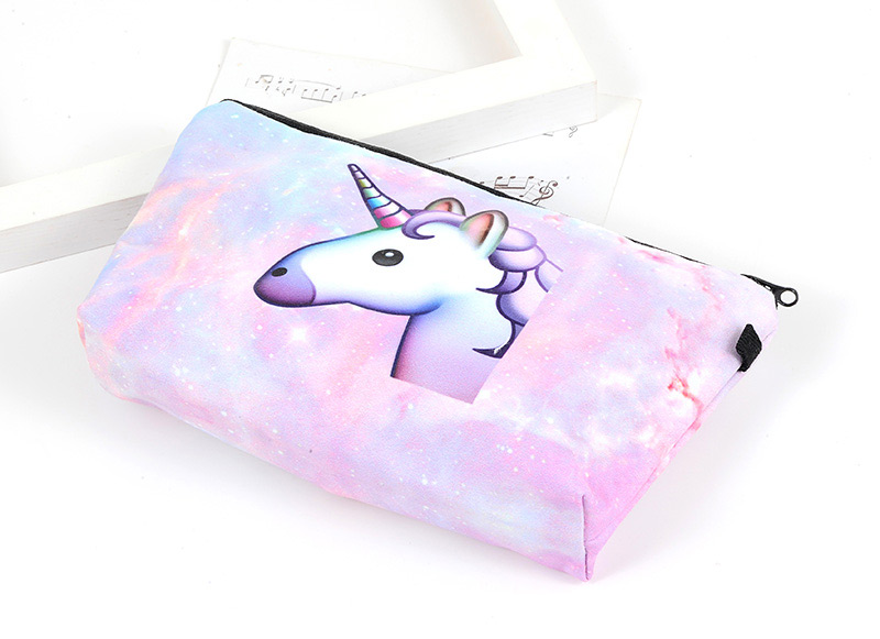 Lovely Light Purple Unicorn Pattern Decorated Cosmetic Bag,Home storage