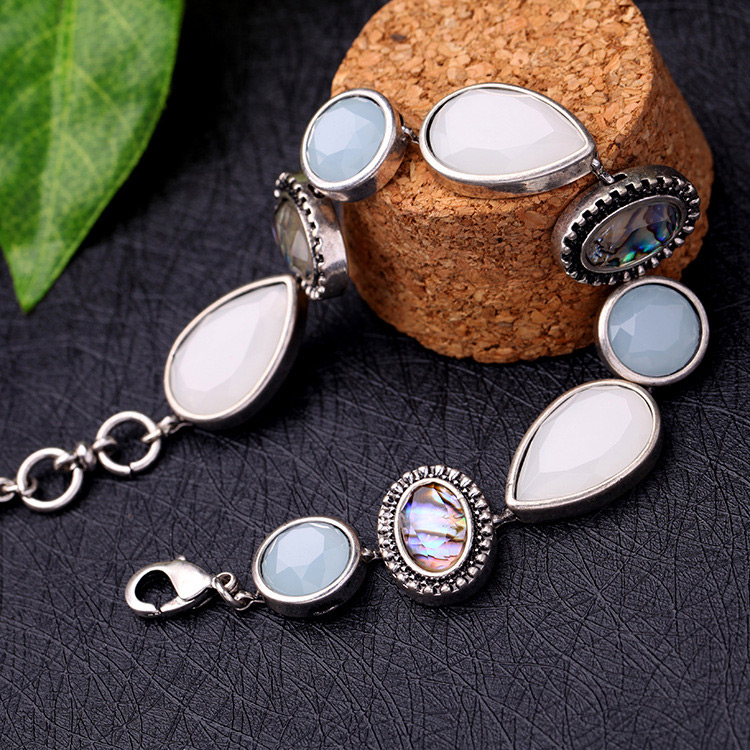 Elegant White Geometric Shape Gemstone Decorated Bracelet,Fashion Bracelets