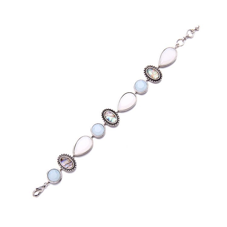 Elegant White Geometric Shape Gemstone Decorated Bracelet,Fashion Bracelets