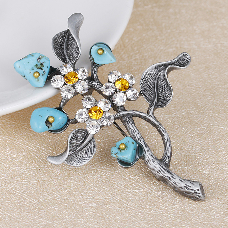 Fashion Blue Diamond&pearls Decorated Tree Shape Brooch,Korean Brooches