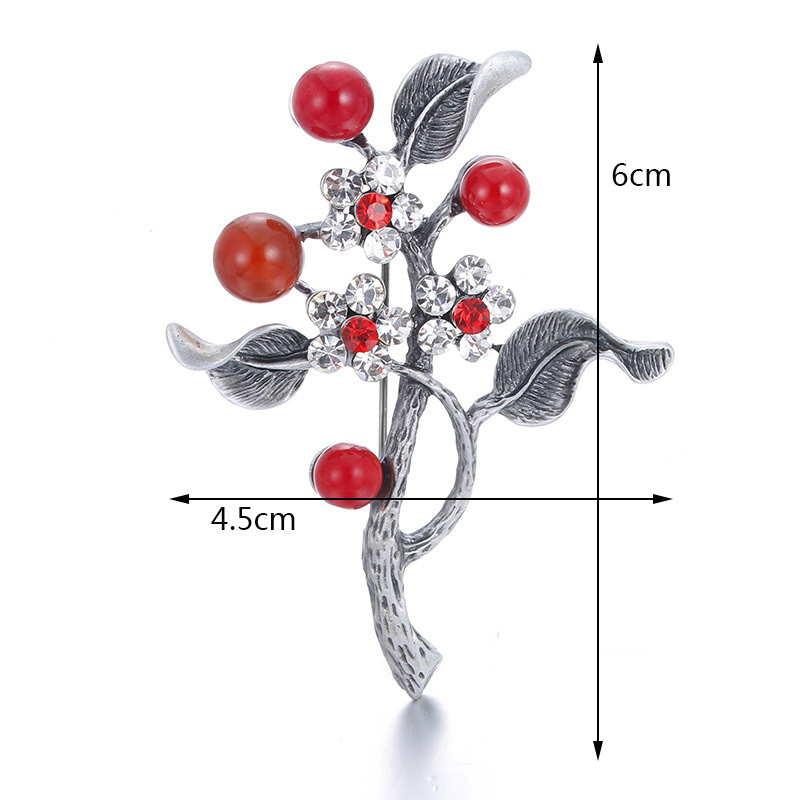 Fashion Red Diamond&pearls Decorated Tree Shape Brooch,Korean Brooches