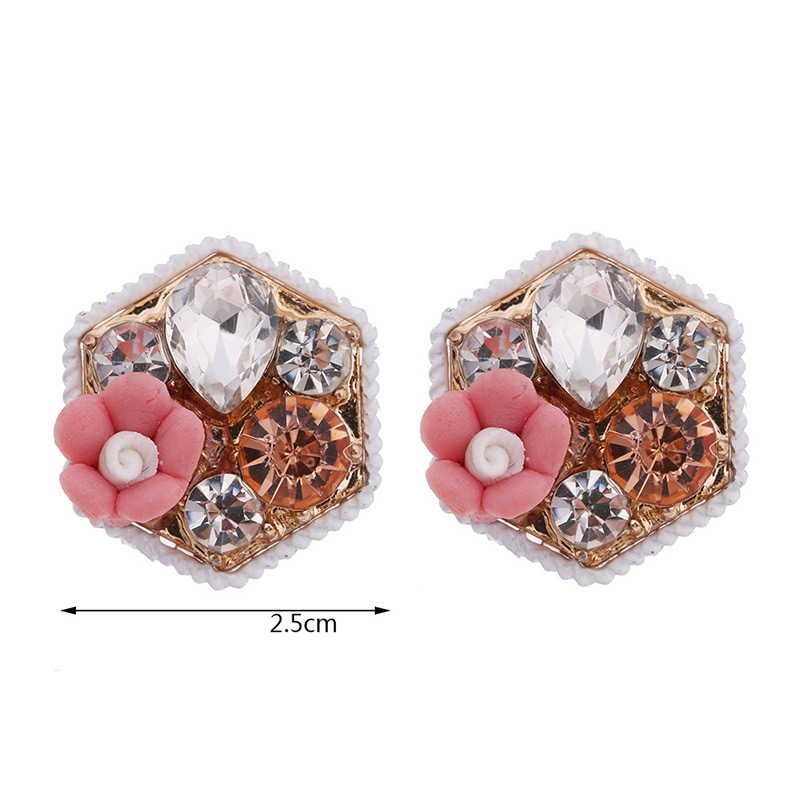 Trendy Champagne Flower&diamond Decorated Simple Earrings,Stud Earrings