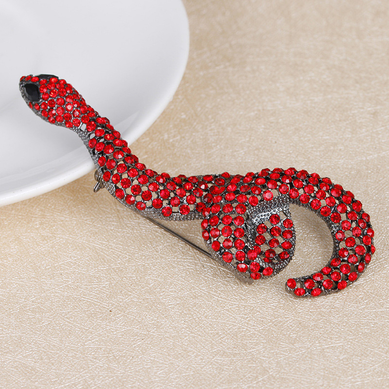 Exaggerated Red+white Python Shape Decorated Simple Brooch,Korean Brooches