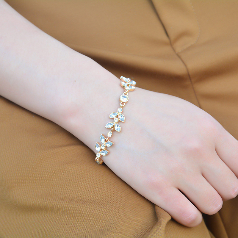 Fashion Gold Color Full Diamond Decorated Leaf Shape Bracelet,Fashion Bracelets