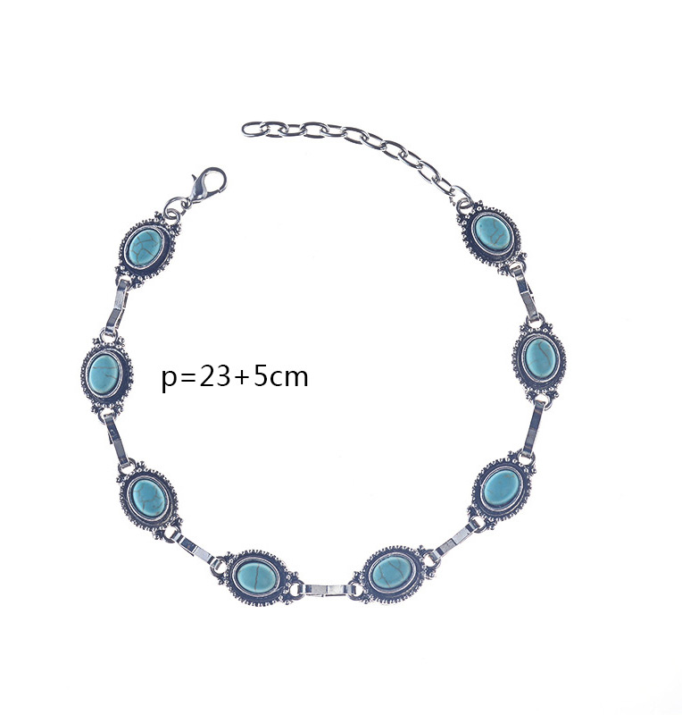 Fashion Silver Color+green Oval Shape Diamond Decorated Simple Anklet (1pc),Fashion Anklets