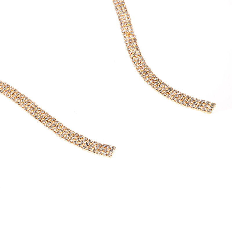Elegant Silver Color Full Diamond Decorated Long Tassel Design Necklace,Chokers