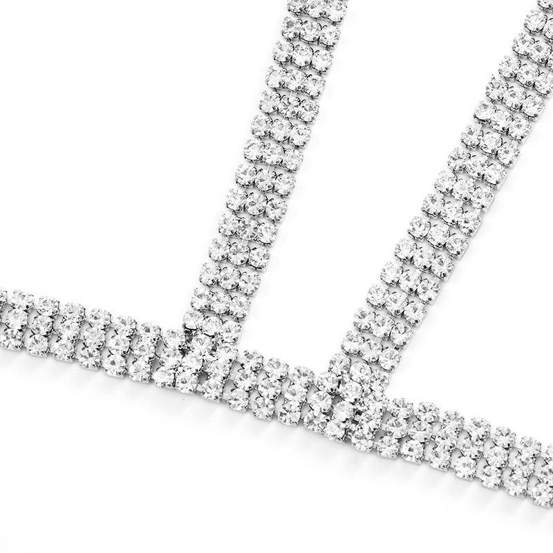 Exaggerated Silver Color Full Diamond Decorated Belt Design Body Chain,Body Piercing Jewelry