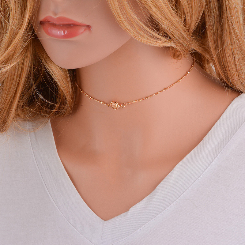 Elegant Gold Color Round Shape Decorated Pure Color Choker,Chains