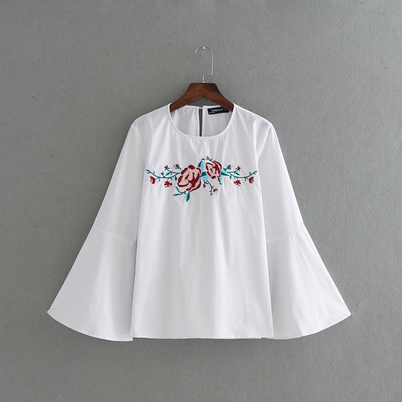 Vinatge White Flower Shape Decorated Blouse,Tank Tops & Camis