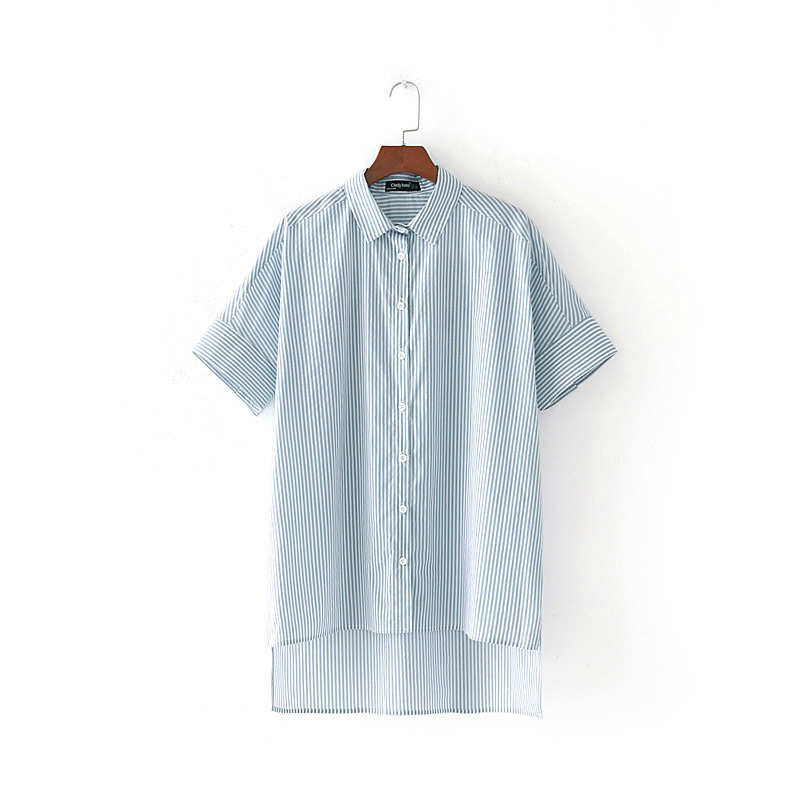 Fashion Light Blue Color-matching Decoratecd Irregular Shirt,Tank Tops & Camis