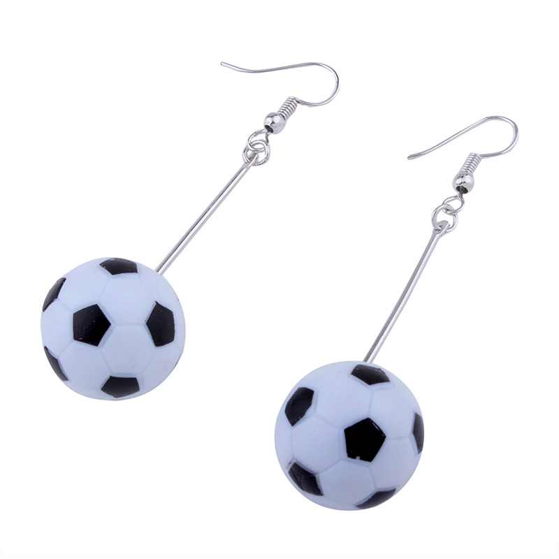 Fashion White+black Football Decorated Earrings,Drop Earrings