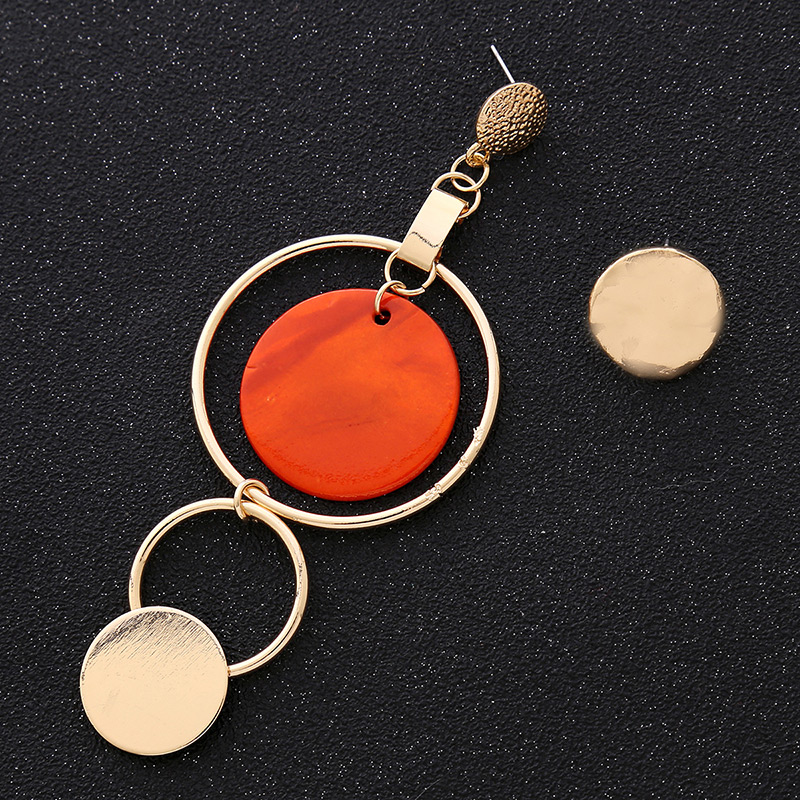 Personality Red Round Shape Decorated Asymmetrical Earrings,Drop Earrings